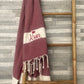 Deep Red Luxury Oversized Fouta Beach Bath Towel Ksar Collection