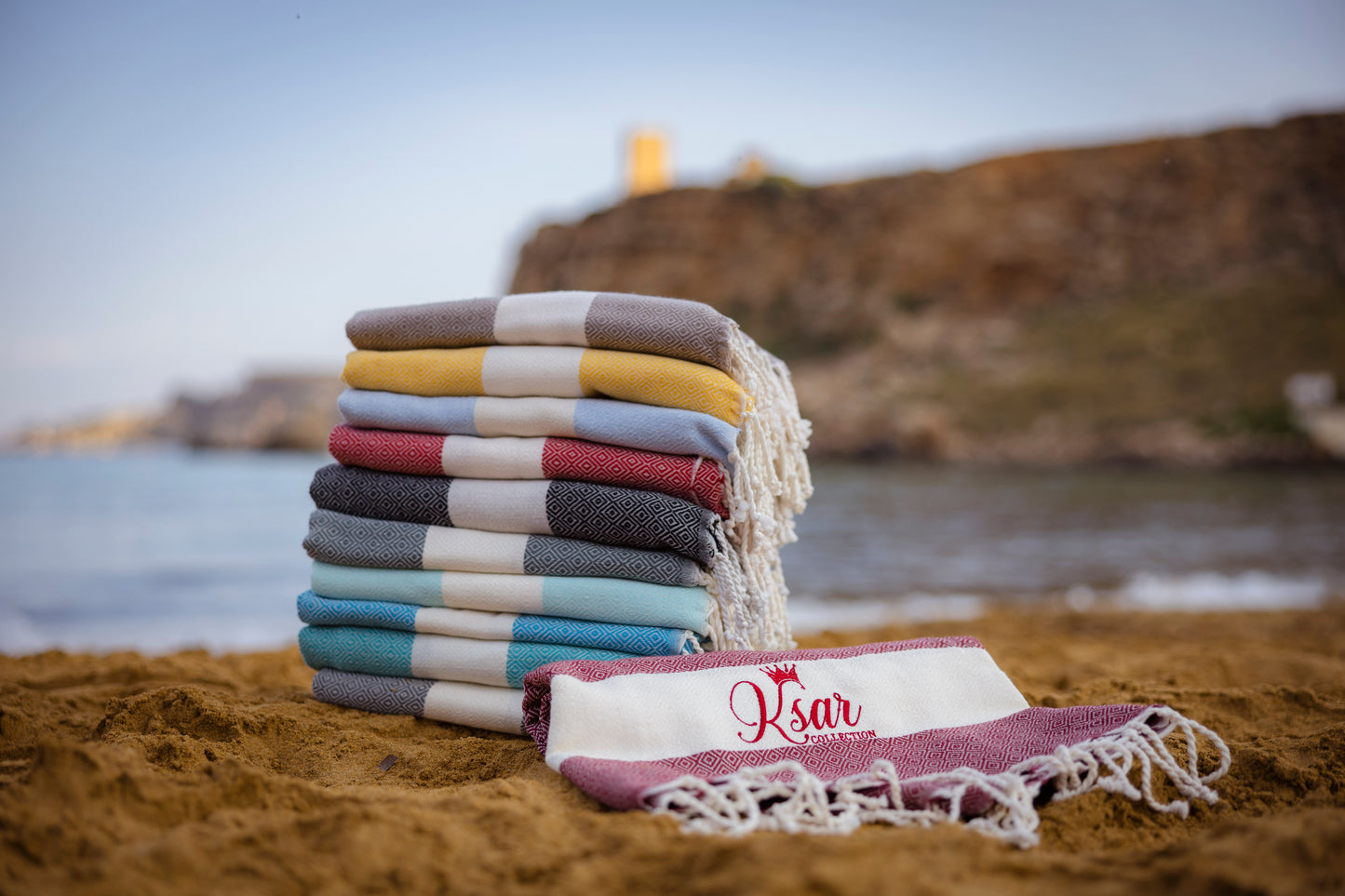 Ruby Red Luxury Fouta Oversized Beach Bath Towel Ksar Collection