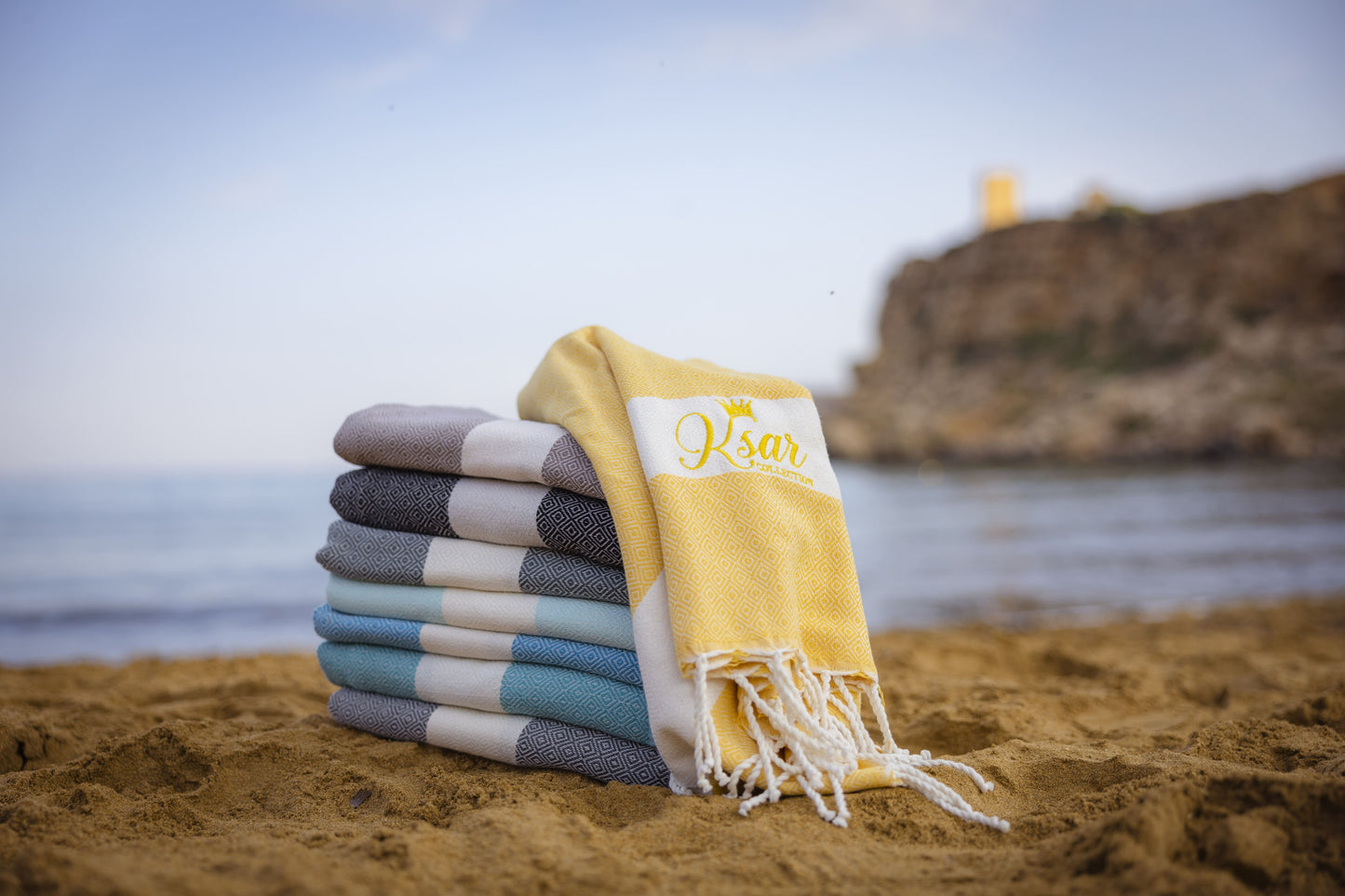 Saffron Yellow Luxury Oversized Beach Fouta Towel Ksar Collection