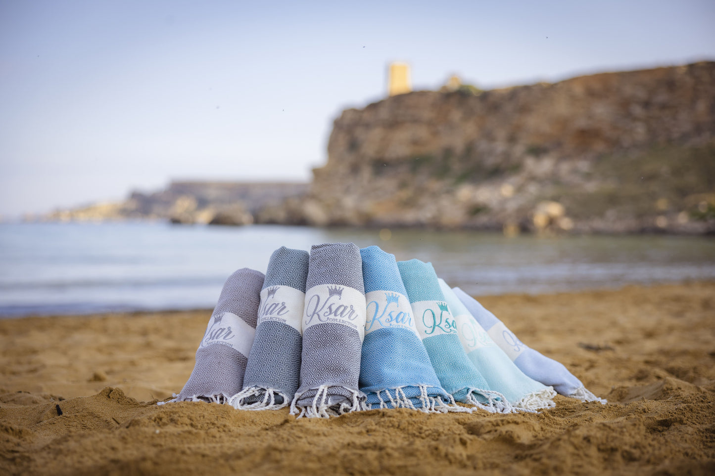 Powder Blue Luxury Fouta Oversized Beach Bath Towel Ksar Collection