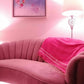 pink fouta on couch